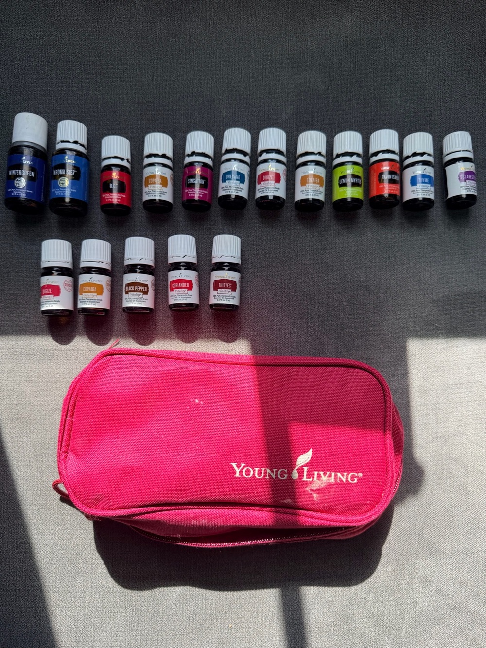 Young Living Travel Case with 17 Essential Oil Bottles